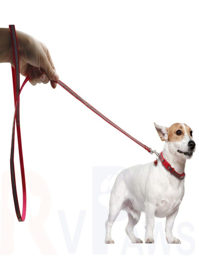 Pups&Pets Nylon Dog Leash with Collar Set for Puppy & Cats, 0.5 Inch Pet Reflective Nylon Collar with Leash Set Quick Release and Breathable Collar Set for Puppies and Dogs 15mm (Red Color) - Image 1